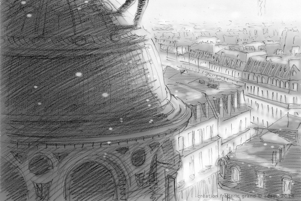 Aquarelle en architecture - Le Printemps Haussmann - PARIS