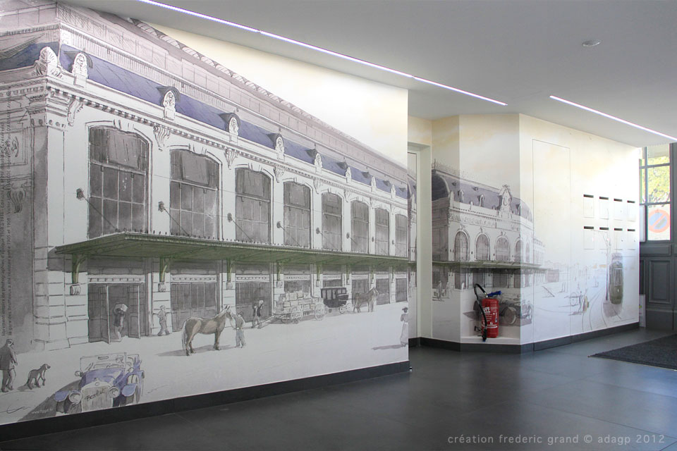 Aquarelle en architecture - Hall d'entrée n°13 - Gare des Brotteaux - LYON