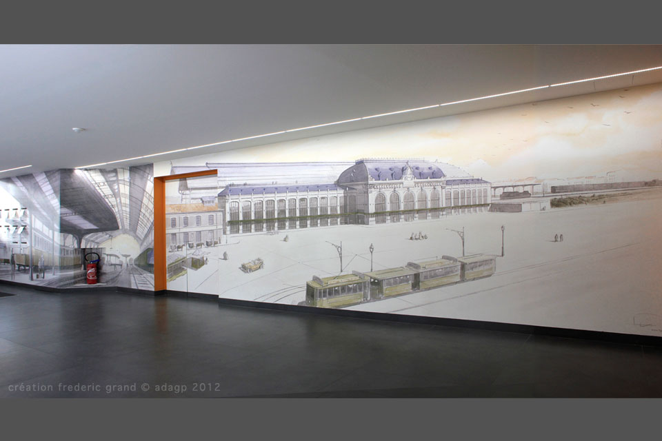 Aquarelle en architecture - Hall d'entrée n°13ter - Gare des Brotteaux - LYON
